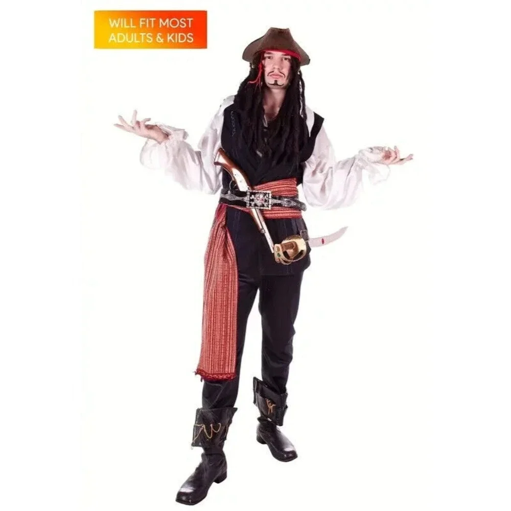 PIRATE HAT Faux Brown Leather Tricorn Costume Theater Parties Cosplay Adult Size